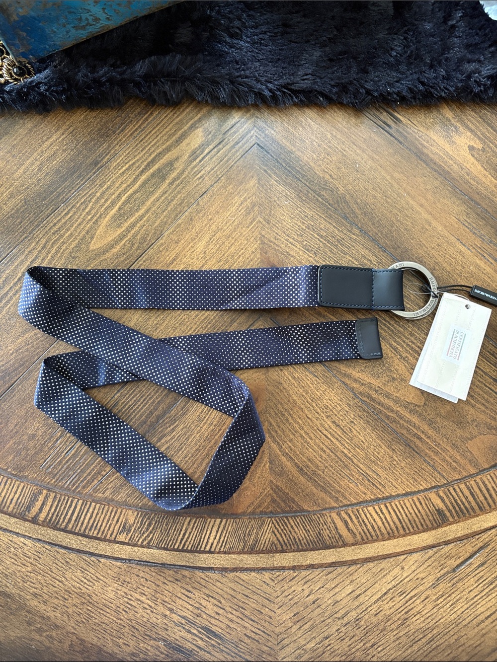 Emporio Armani Silk and Leather Belt NWT